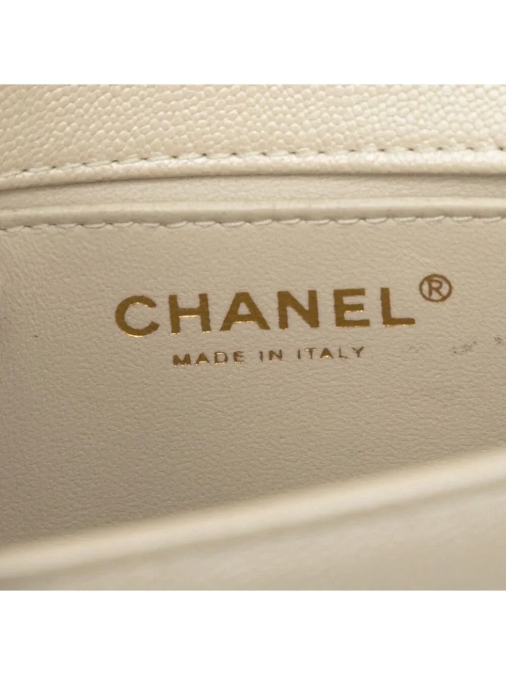 Chanel CC Logo Boy Chain Shoulder Bag White Ivory Gold Caviar Leather